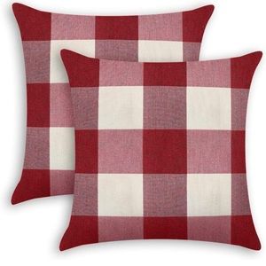 Red & White 18x18 Pillow Cover Buffalo Check Set NWT
